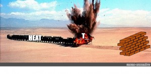 Create meme: western railroad, train, train blow up