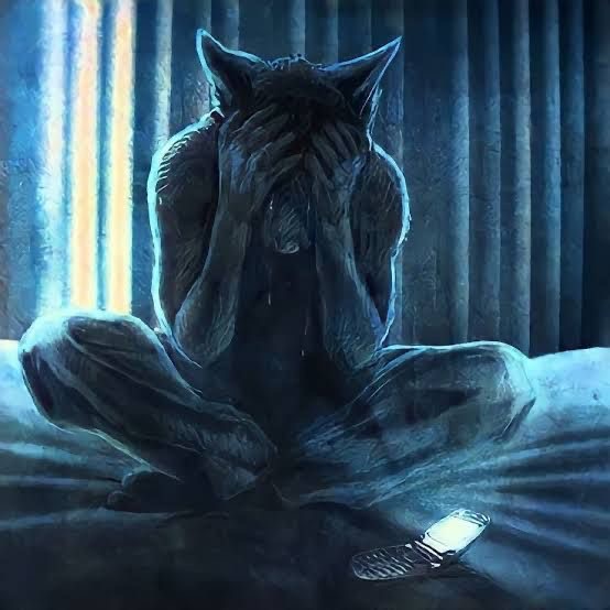 Create meme: furry sad, sad wolf art, cat 