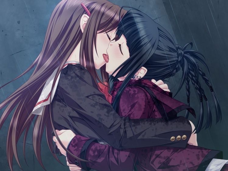 Create meme: Yuri morishita, anime kiss girls, anime kiss