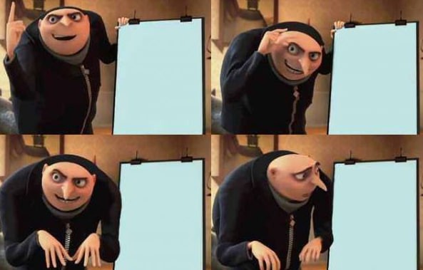 Create meme: meme with gru and plan, gru meme, despicable me gru