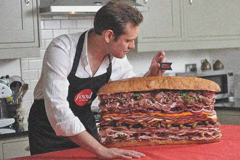 Создать мем: огромный сэндвич, гигантский бутерброд, огромный бутерброд