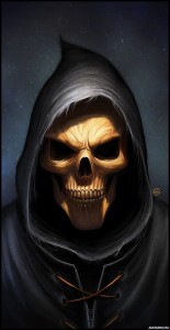 Create meme: art skeleton hoodie modern, scary skull, grim reaper