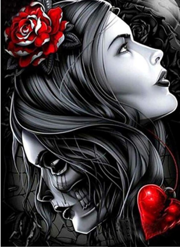 Create meme: the girl's skull, girl skull rose gothic, santa muerte