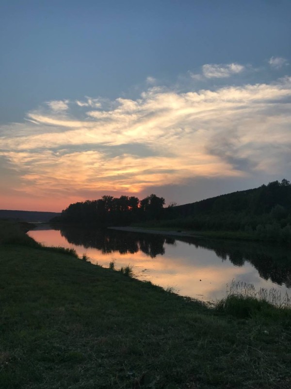Create meme: by the river, nature , vetluga at sunset