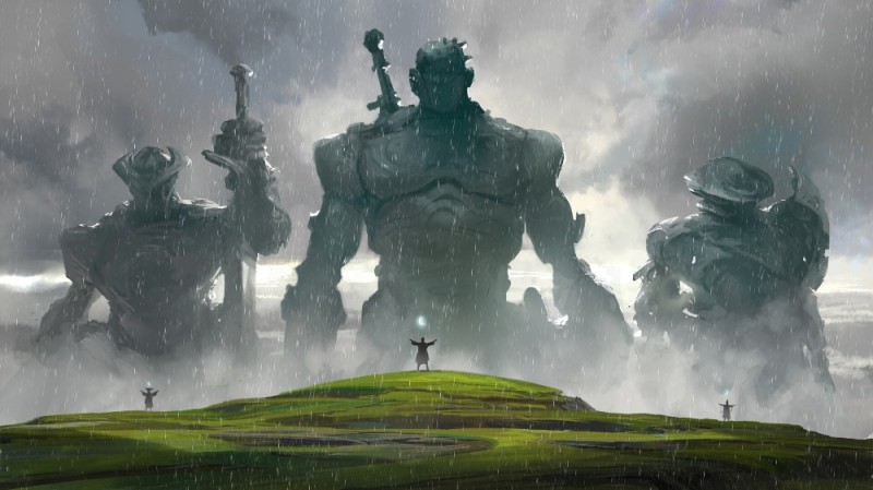 Создать мем: shadow of the colossus, гигант арт, колосс великан