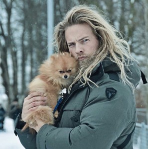 Create meme: lass of marberg with a dog, Lasse marberg with a dog, lass of marberg with a dog
