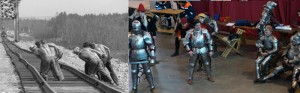 Create meme: BAM construction photos, knights in armor in the castle, toy superhero