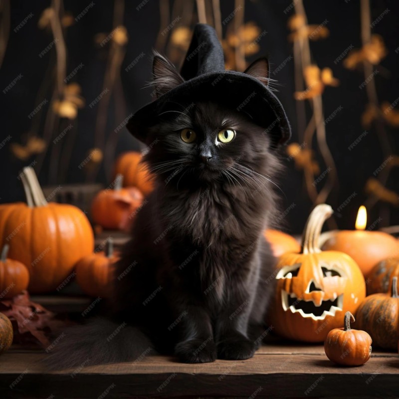 Create meme: Halloween , black cat halloween, halloween cat