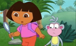 Create meme: Dora the Explorer meme, Dora the Explorer with a magnifying glass, Dasha traveler slipper