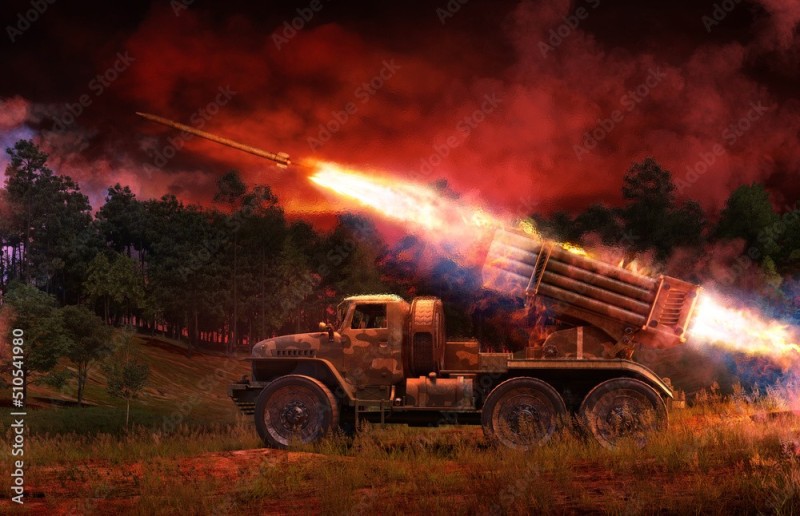 Create meme: rocket artillery, volley fire, grad MLRS 