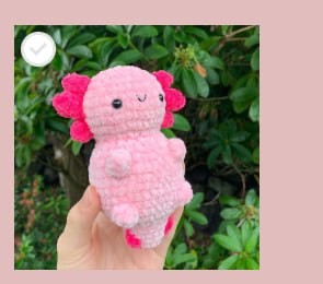 Create meme: knitted axolotl amigurumi, axolotl pink crocheted toy, amigurumi cute knitted pink axolotl