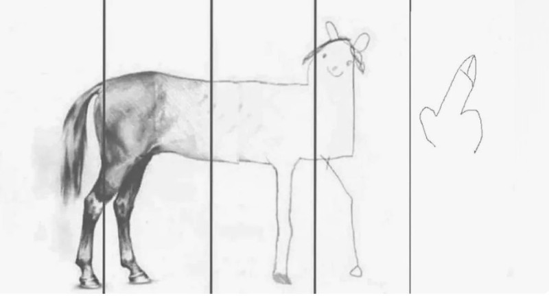 Создать мем: недорисованный конь, рисунок лошади мем, недорисованная лошадь мем
