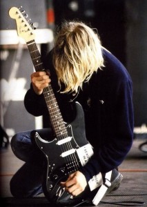 Create meme: Kurt Cobain with a guitar, Kurt Cobain vandalism, Kurt Cobain