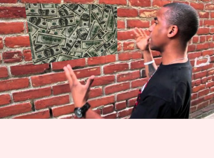 Create meme: the conversation with the wall , brick wall, money 