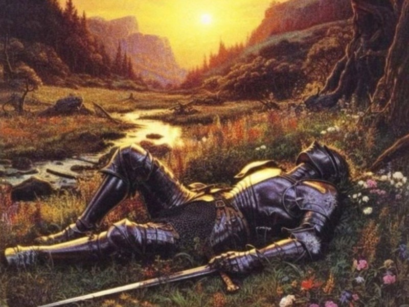 Create meme: The sleeping Knight, the wounded knight, knight 