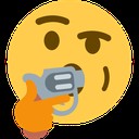 Create meme: thoughtful smiley, stickers deep in the, gun Emoji as