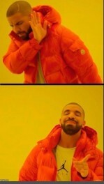 Создать мем: мемы с дрейком, мем с чуваком в оранжевой куртке шаблон, рэпер дрейк мем