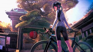 Создать мем: аниме про велосипедистов, тян на велосипеде, девушка на велосипеде арт
