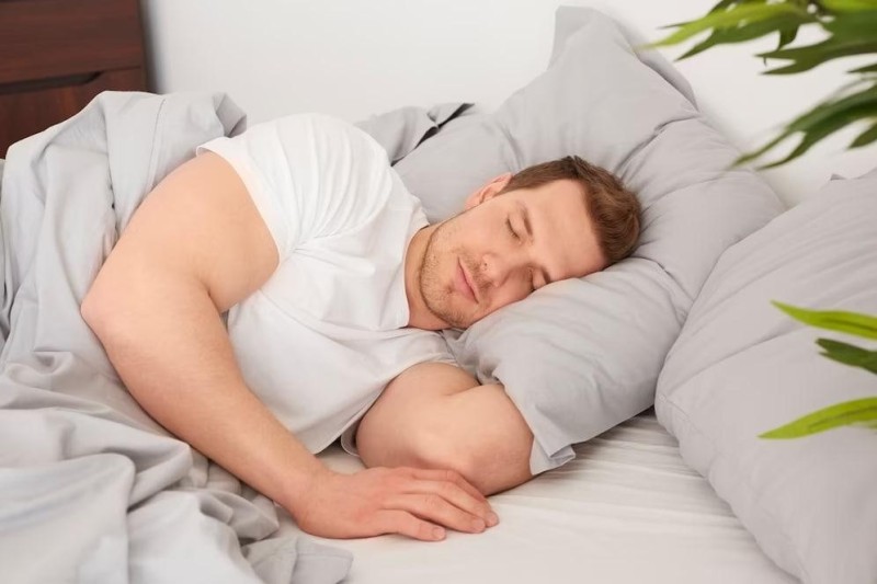 Create meme: snoring pillow, The man on the bed, sleeping man