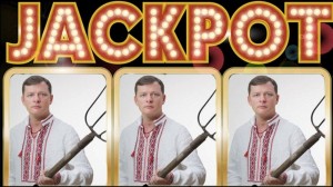 Create meme: Russkoe Loto, male, Oleg Lyashko with a pitchfork