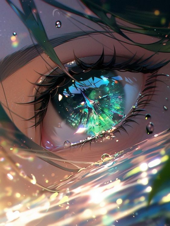 Создать мем: арт глаза, рисунок, зеленые глаза аниме