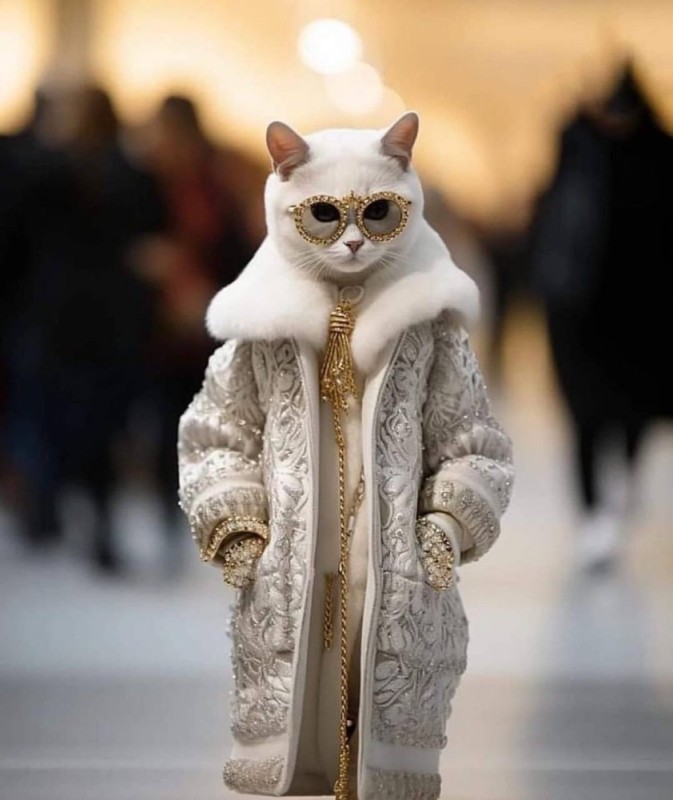Создать мем: высокая мода, модная кошка, модные котики