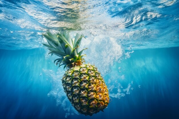 Create meme: pineapple , pineapple by the sea, pineapple in the water