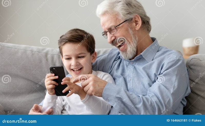 Create meme: grandfather and grandson smartphone, grandfather and grandchildren, My father