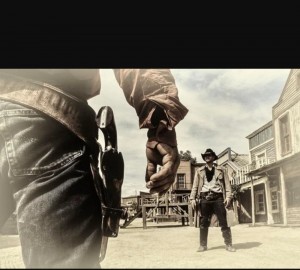 Create meme: westerns, fight with yourself prototype, cowboy duel