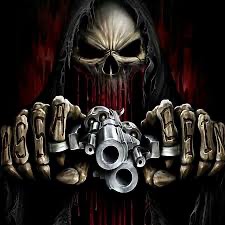 Create meme: a skeleton with a revolver, angry skeleton , cool skeleton with a gun