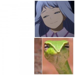 Create meme: meme with a suspicious lizard, anime meme, anime