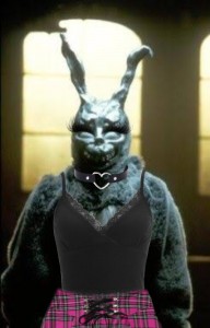 Создать мем: донни дарко кролик, трамп кролик, донни дарко обои