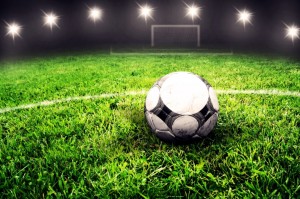 Create meme: soccer ball on the grass, football field