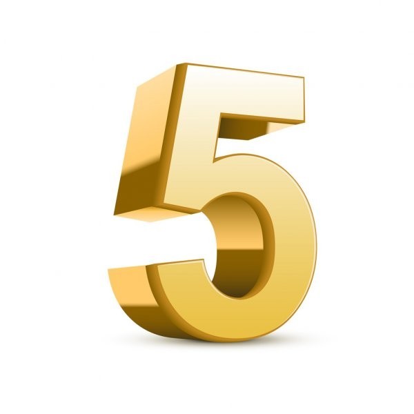 Create meme: gold numbers, golden number 5, the three-dimensional golden number 5