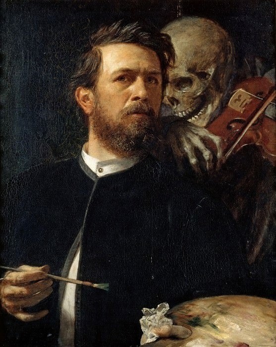Create meme: Arnold Becklin self-portrait with death, self-portrait with death playing the violin, Becklin self-portrait with death