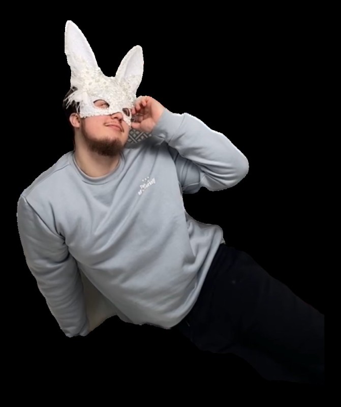 Create meme: rabbit mask, people , white rabbit mask