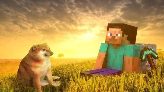 Create meme: Minecraft Survival 2, minecraft nubik cartoon, minecraft Steve is sitting in a field