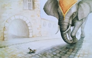 Create meme: elephant elephant drawing, the elephant and the pug pictures, the elephant and the pug illustration