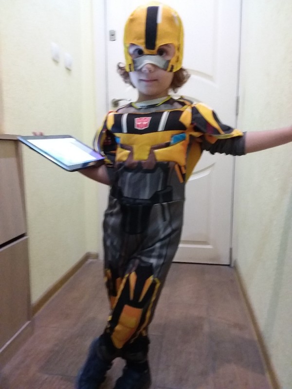 Create meme: children's costume transformer bumblebee, carnival costume transformer bumblebee, bumblebee costume for a boy