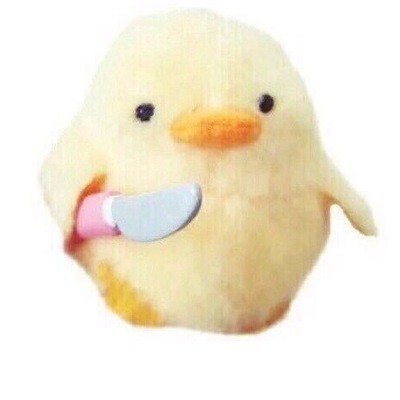 Create meme: chicken with a knife meme, duck with a knife, duck with a knife