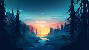 Create meme: landscapes art, firewatch 2560 x 1440, art, landscape, minimalism