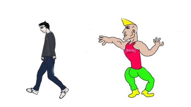 Create meme: comics memes, chad and virgin template, virgin sychev vs chad erokhin