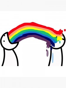 Создать мем: радужный кот блюет радугой, мемы, радуга изо рта мем