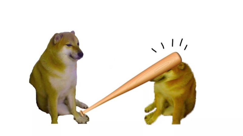 Create meme: dog with a bat, a meme with a dog siba, dog with a bat meme