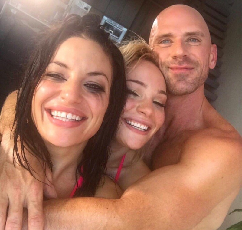Create meme: john sins and his wife, Alexis Rodriguez Johnny Sins, johnny sins with two girls
