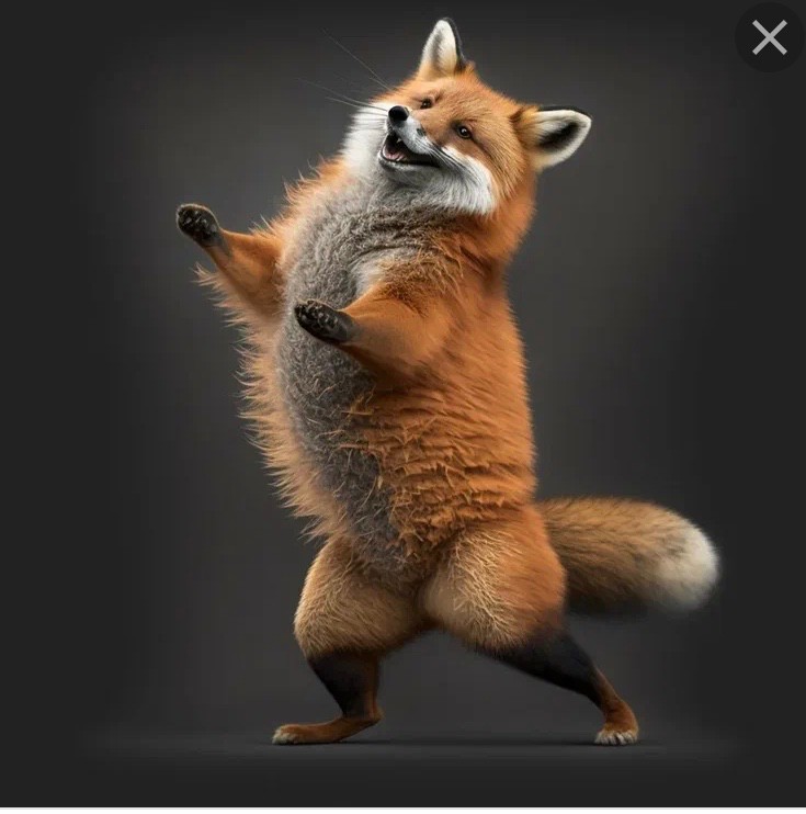 Create meme: Fox , dancing fox, the joyful fox