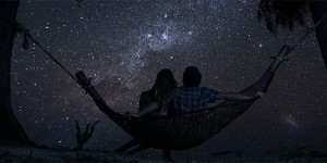 Create meme: hammock starry sky, rewrite the stars, beautiful pictures of lovers under the starry sky