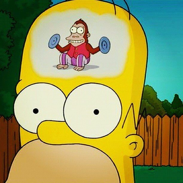 Create meme: monkey in the head simpsons, Homer , the monkey in the head of Homer