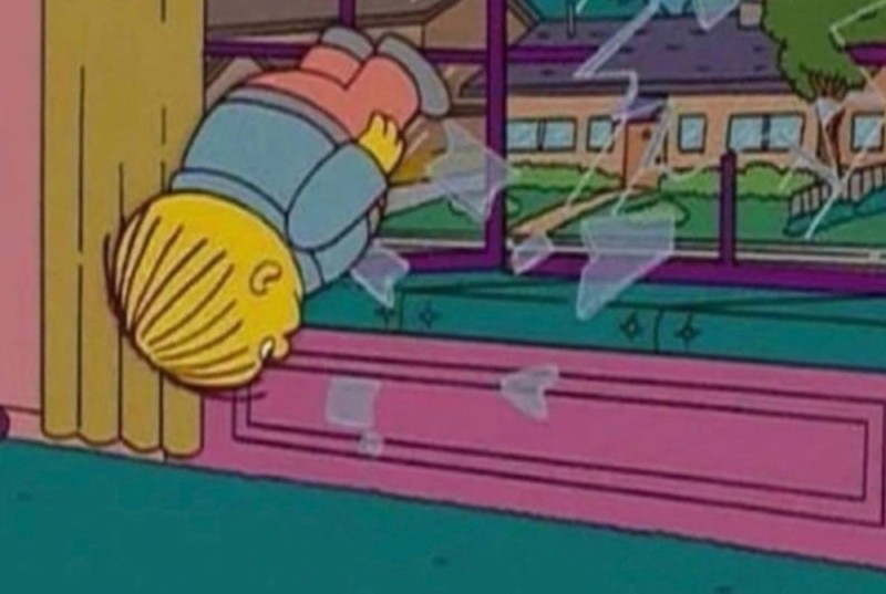 Create meme: the simpsons , The Simpsons I'm in danger, The simpsons flies in the window
