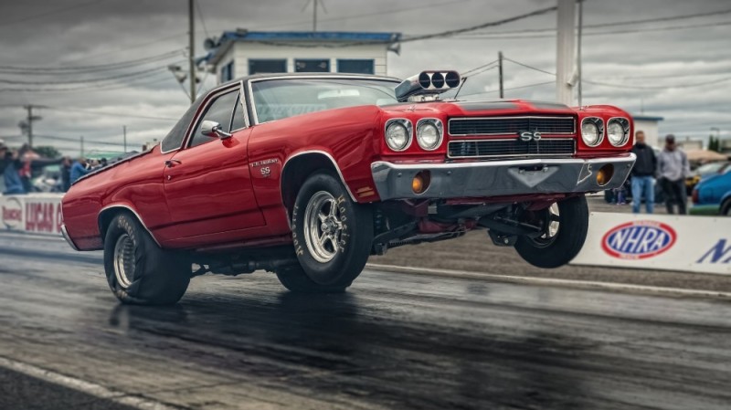 Создать мем: drag racing гонки, drag racing chevrolet chevelle, шевроле эль камино 1986